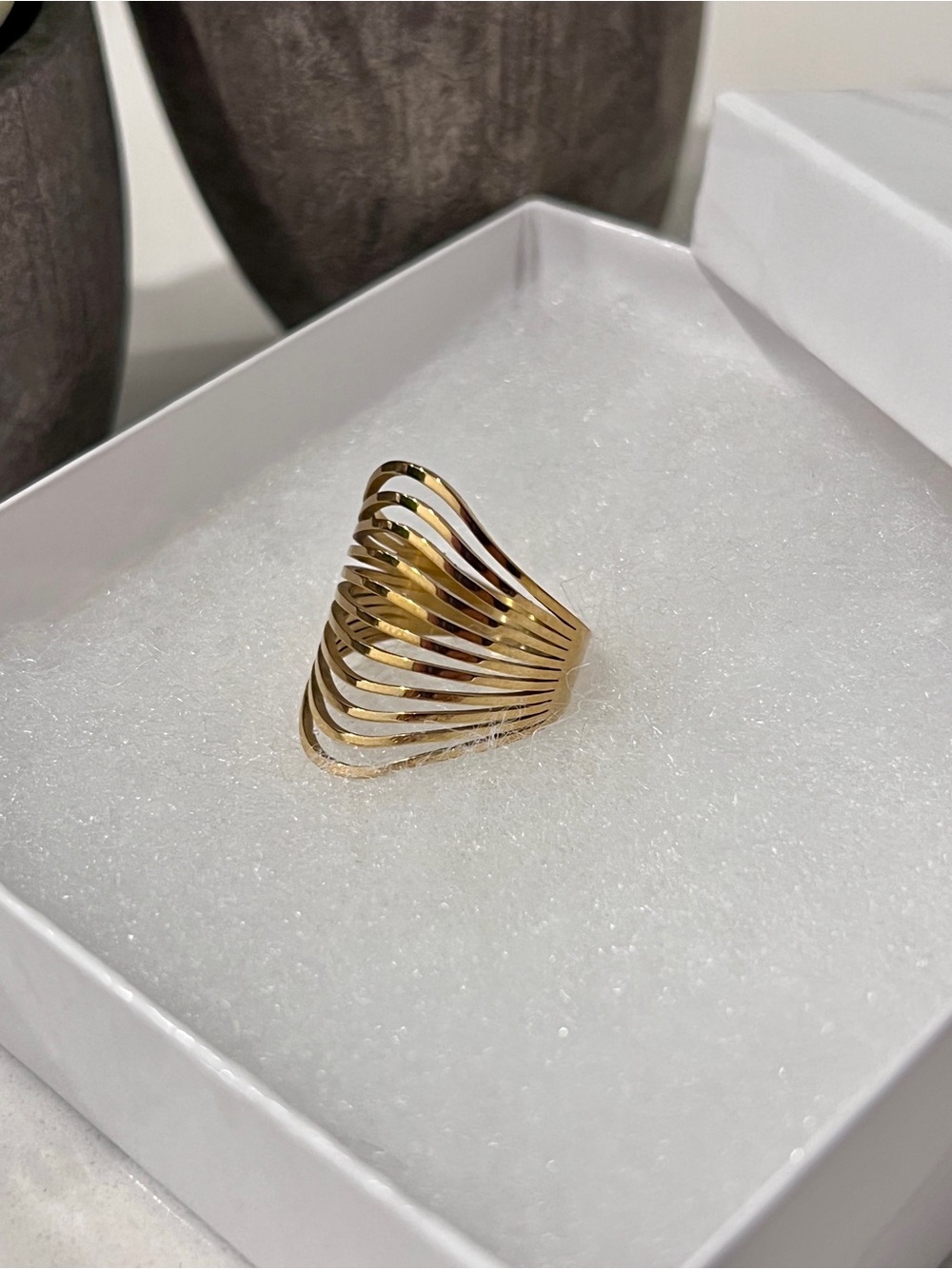Elegant Gold Wave Layered Ring - Women Jewelry